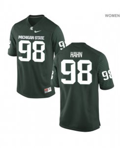 Women's Michigan State Spartans NCAA #98 Cole Hahn Green Authentic Nike Stitched College Football Jersey IK32H57VI